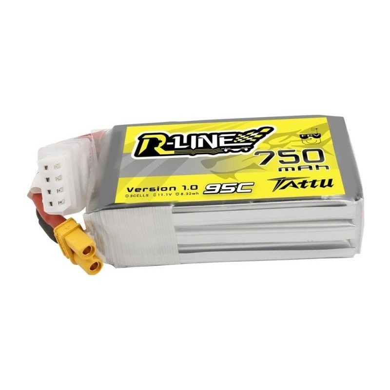 Batterie Tattu lipo 3S 11.1V 750mAh 95C prise XT30 rline