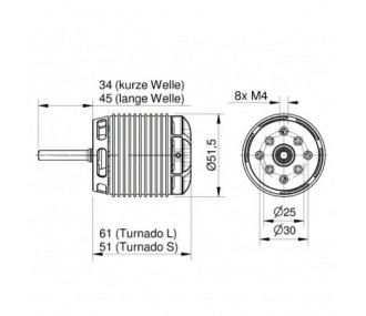 Brushless-Motor Hacker A50-14L V4 lange Welle