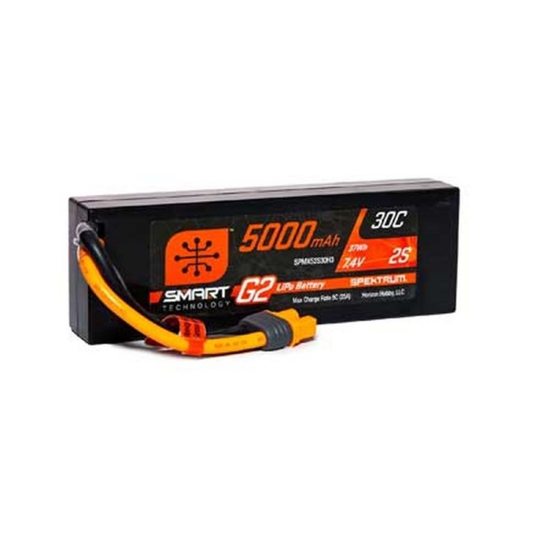 Smart G2 Lipo 2S 7.4V 5000mAh 30C Hard Case IC3 Spektrum Battery
