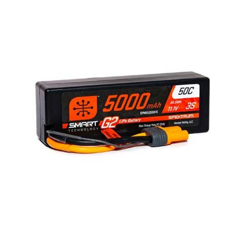 Smart G2 Lipo 3S 11.1V 5000mAh 50C Hard Case IC5 Spektrum Battery