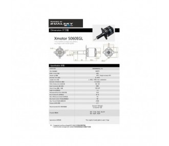 Dualsky XM5060EGL-12 motor (435g, 400kV, 2160W)