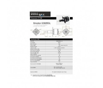 Dualsky XM6360EGL-19 motor (725g, 220kV, 4000W)