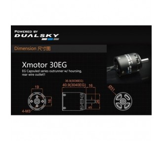 Dualsky XM3040EG-12 motor (104g, 1000kV, 560W)