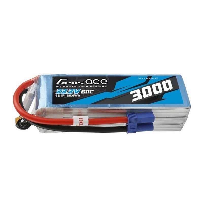 Gens ace lipo 6S 22.2V 3000mAh 60C batería zócalo EC5