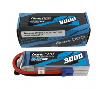 Gens ace lipo 6S 22.2V 3000mAh 60C batería zócalo EC5