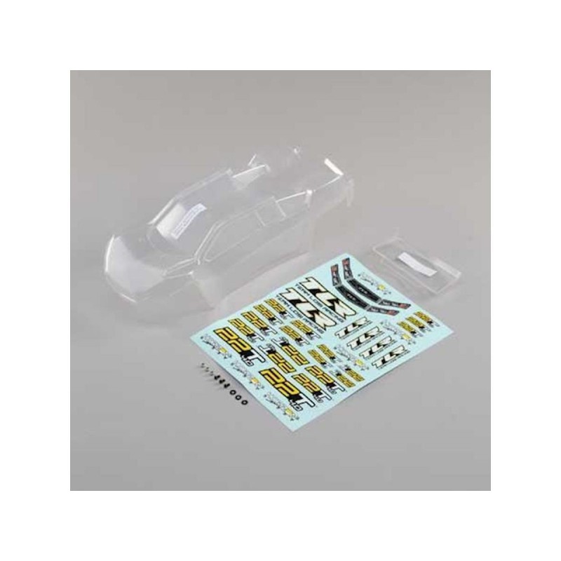TLR230011 - Body Set, Clear, w/Stickers: 22T 4.0 TLR