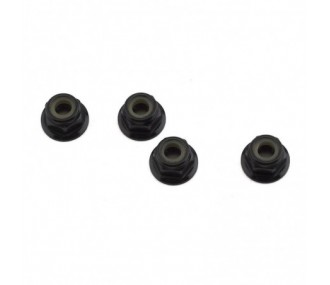 TLR236009 - Black Alum Flanged Locknut, M4 x 0.7mm x 7mm (4) TLR