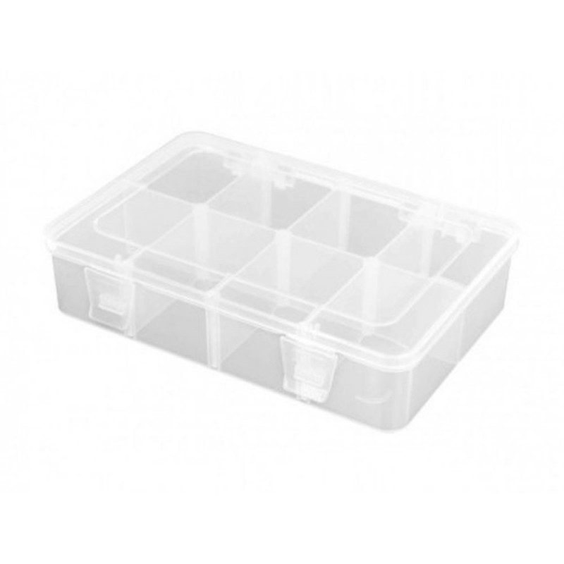 Storage box with 8 modular compartments 187x126x43mm