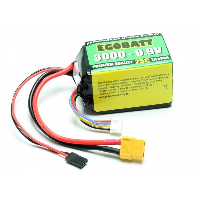 EGOBATT 9,9V 3000mAh 25C JR/XT60 LiFe battery