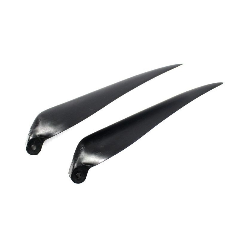 Par de cuchillas plegables 11×8' con pie de 6 mm/eje de 2 mm (plástico negro)