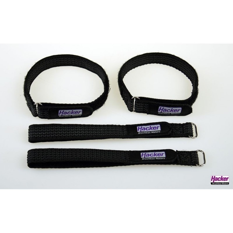 Velcro (bandes, colliers, patchs) - Sangle Velcro antiglissement  HackerMotor, 15x300mm - 4pcs - FLASH RC