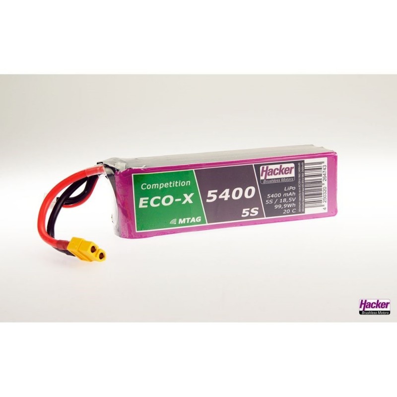 Batterie Lipo Hacker TopFuel Eco-X Competition MTAG 5S 18.5V 5400mAh 20C Prise XT60