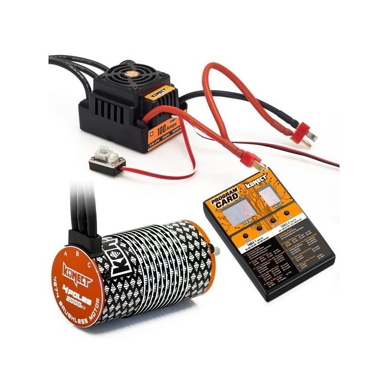 Konect Combo Brushless 1/8 : esc 100A + moteur 4274 2000KV + Carte prog.