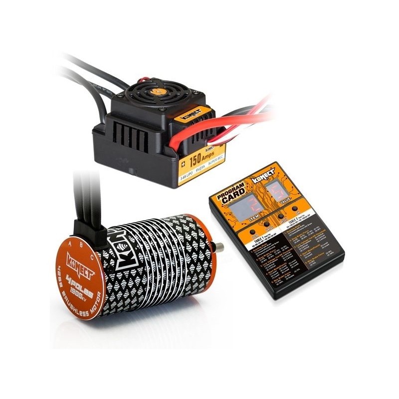 Konect Combo Brushless 1/8 : esc 150A + moteur 4268 1900KV + Carte prog.