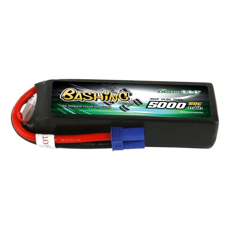 Batería Gens Ace Bashing-Series, Lipo 4S 14.8V 5000mAh 60C EC5 Socket