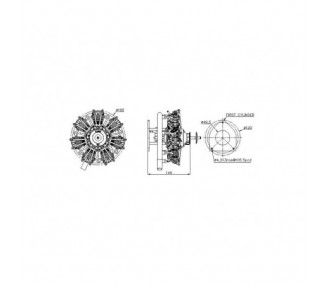 4-stroke UMS radial engine, 7 cylinders 50cc, gasoline