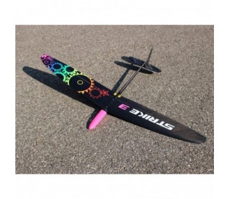 F3K Strike 3 rainbow gears - 1m

The translation is:

F3K Strike 3 rainbow gears - 1m

**Note:**  
- "F3K" refers to a class of radio-controlled glider (Discus Launch Glider).
- "Strike 3" is likely the model name.
- "Rainbow gears" could refer to multico