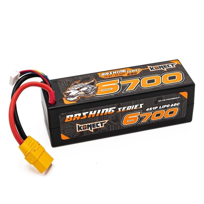 Batteries voitures et bateaux RC - Batterie LiPo 4S 14.8V 6700mah 60C  Konect XT90 - FLASH RC