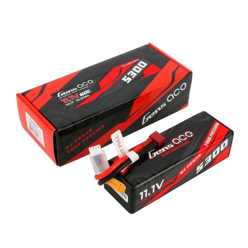 Gens Ace Battery, Lipo 3S 11.1V 5300mAh 60C Hardcase 15# Deans