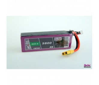 Batterie Lipo Hacker TopFuel Eco-X MTAG 4S 14.8V 5800mAh 20C Prise XT90S