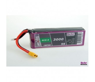 Batteria Lipo Hacker TopFuel Eco-X MTAG 5S 18.5V 3000mAh 20C XT60 Socket