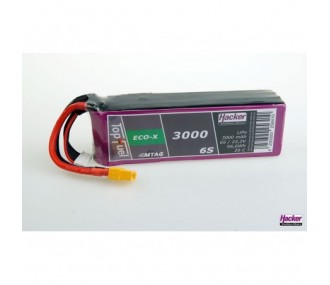 Batterie Lipo Hacker TopFuel Eco-X MTAG 6S 22.2V 3000mAh 20C Prise XT60