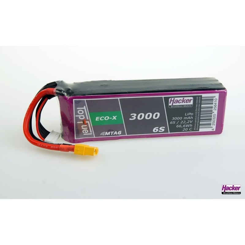 Batería Lipo Hacker TopFuel Eco-X MTAG 6S 22.2V 3000mAh 20C XT60 Socket