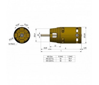 AXI 2217/16 CYCLONE motor (115g, 1050kv, 245W)