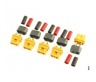 Prises XT60 L femelles (5 pcs), gaine thermo incluse Hacker