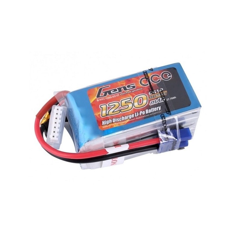 Batería Gens ace lipo 6S 22.2V 1250mAh 60C toma EC3