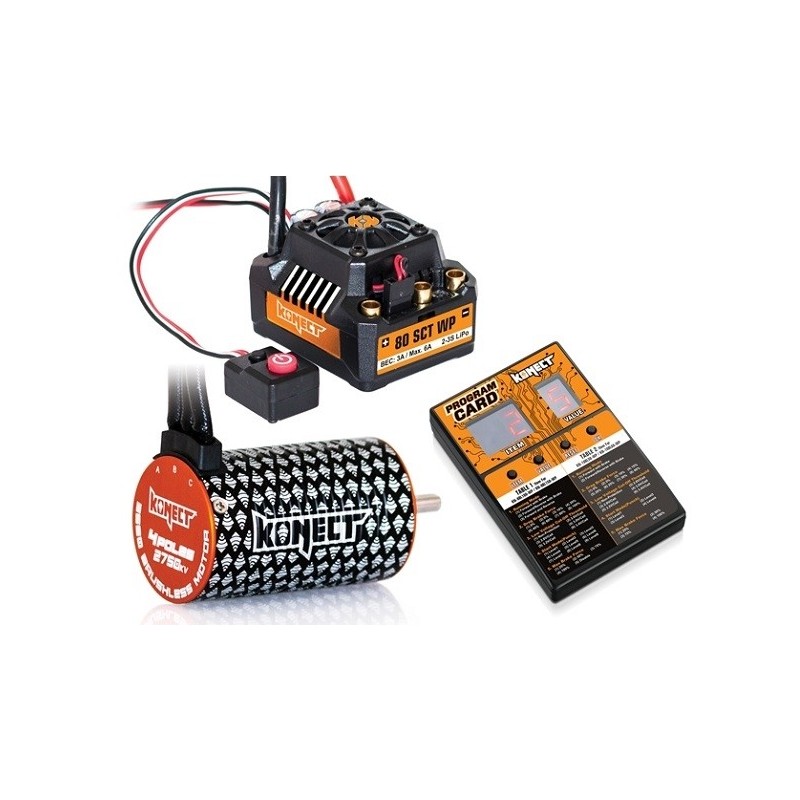 Konect Combo Brushless 1/10 : esc SCT 80A + moteur 3660 2750KV + Carte prog.