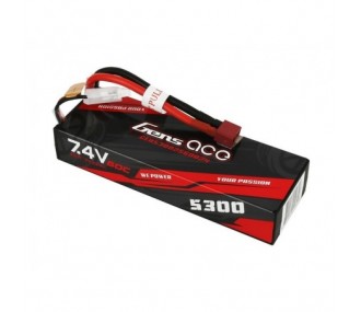Gens Ace Battery, Lipo 2S 7.4V 5300mAh 60C Hardcase 24# Deans