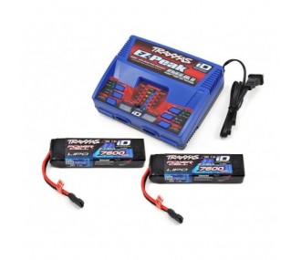 Caricabatterie Traxxas EZ-Peak Dual 100W + 2 x Lipo 2s 7600mha iD 2991G