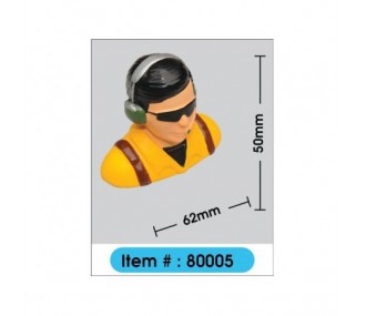 Buste de pilote peint civile avec Head set & Visor H50mm l62mm 7.8g Phoenix Model