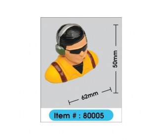 Buste de pilote peint civile avec Head set & Visor H62mm l76mm 11.2g Phoenix Model