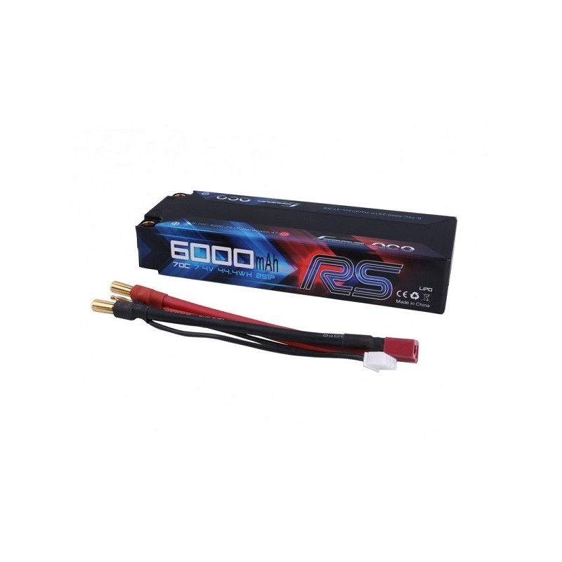 Batteria rigida Gens Ace RS, Lipo 2S 7,4V 6000mAh 70C con connettore da 4,0 mm