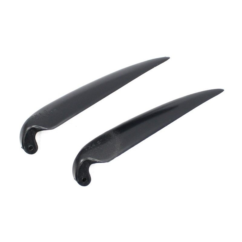 Par de cuchillas plegables 7×4,5' con pie de 6 mm/eje de 2 mm (plástico negro)
