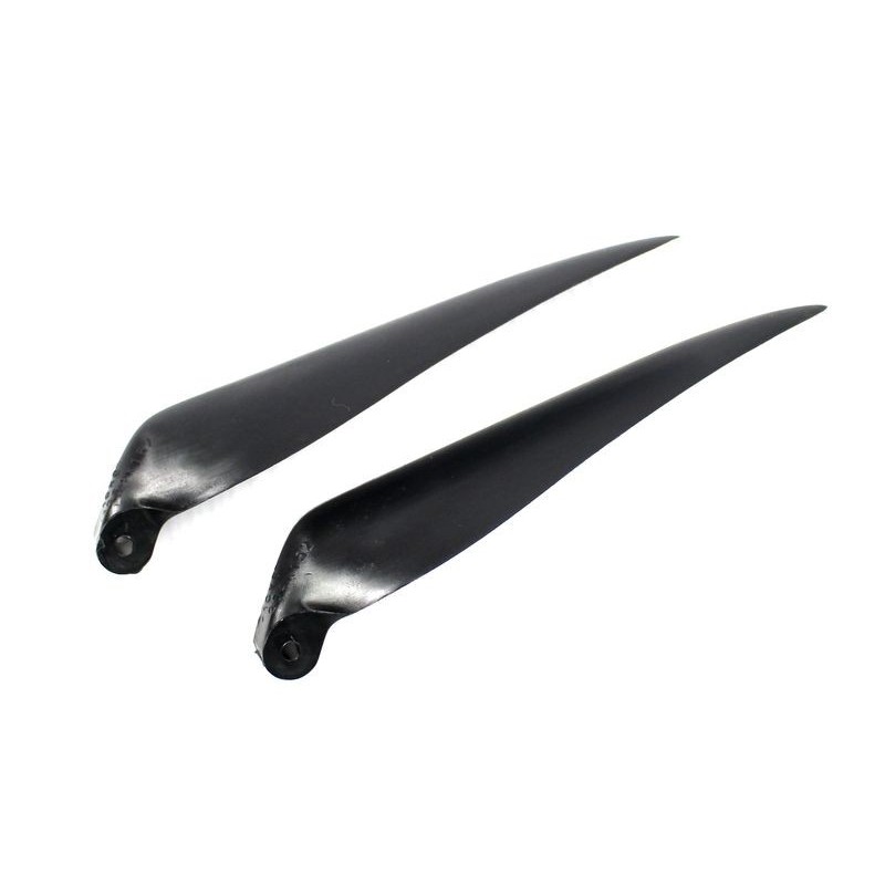 Par de cuchillas plegables de 10×6' con pie de 8 mm/eje de 3 mm (plástico negro)
