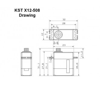 Servo mini KST X12-508 HV (20g, 6,2kg.cm, 0,07s/60°)
