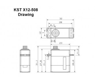 Servo mini KST X12-508 HV (20g, 6.2kg.cm, 0.07s/60°)