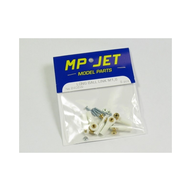 2405 - Horquilla M2 bola con base larga taladrada 1.6mm + tornillos (6pcs) - Mp Jet