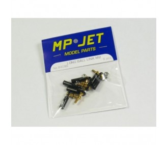 2409 - Clevis M2 ball joint with long threaded base M2 + nuts (6pcs) - Mp Jet