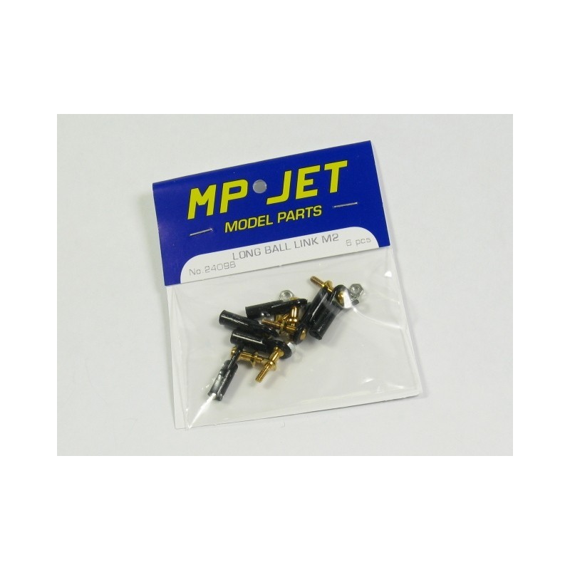 2409 - Chape M2 rotule à embase longue filetée M2 + écrous (6pcs) - Mp Jet