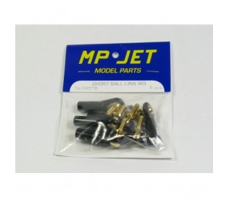 2451B - Chape M3 rotule à embase courte filetée M3 + écrous (6pcs) - Mp Jet