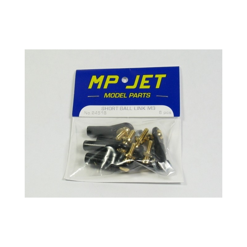 2451B - Chape M3 rotule à embase courte filetée M3 + écrous (6pcs) - Mp Jet