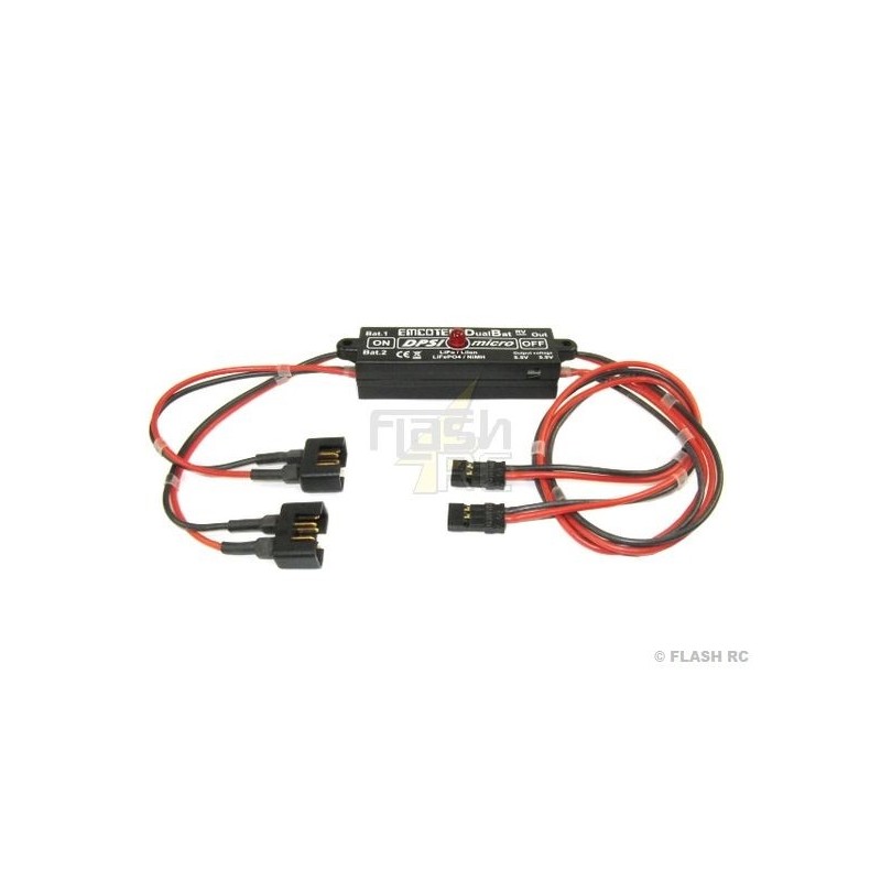 DPSI Micro DualBat 5.9/7.2V Emcotec Doppelte Stromversorgung (MPX/JR-Stecker)