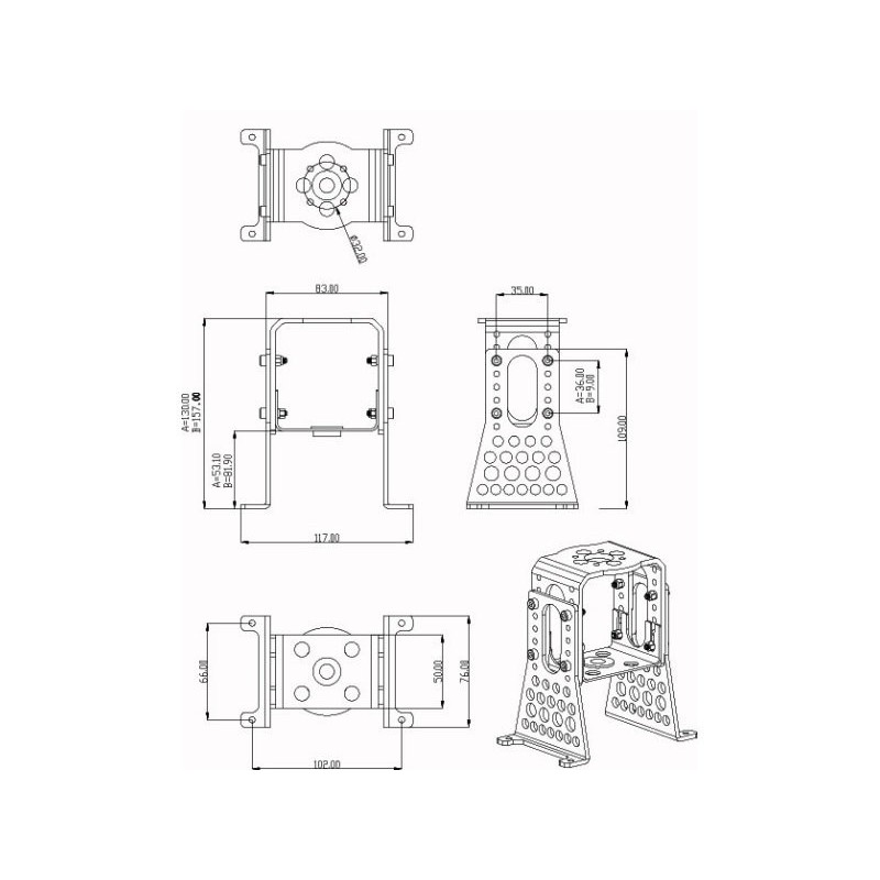 Bâti moteur métal pour moteur Hacker A60