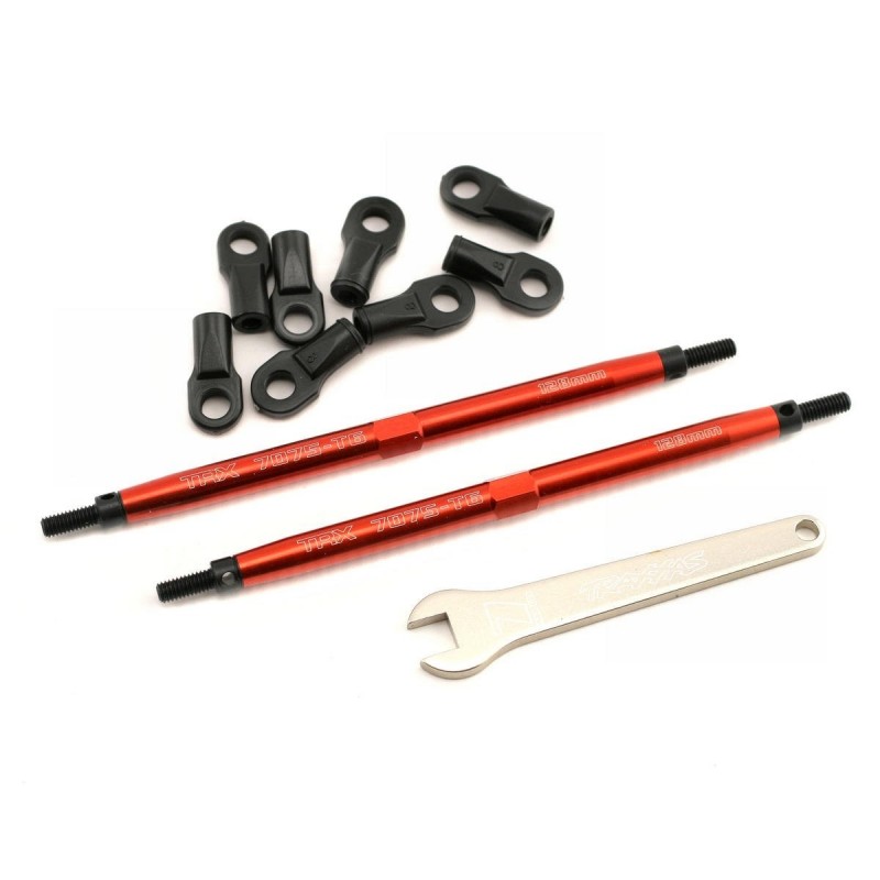 Traxxas front/rear aluminium 7075-t6 red 128mm (2) + clevises (8) 5338R