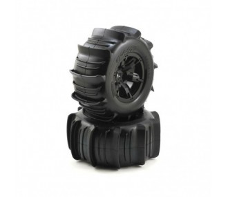 Traxxas x-maxx wheels glued black shovel tires (2) 7773