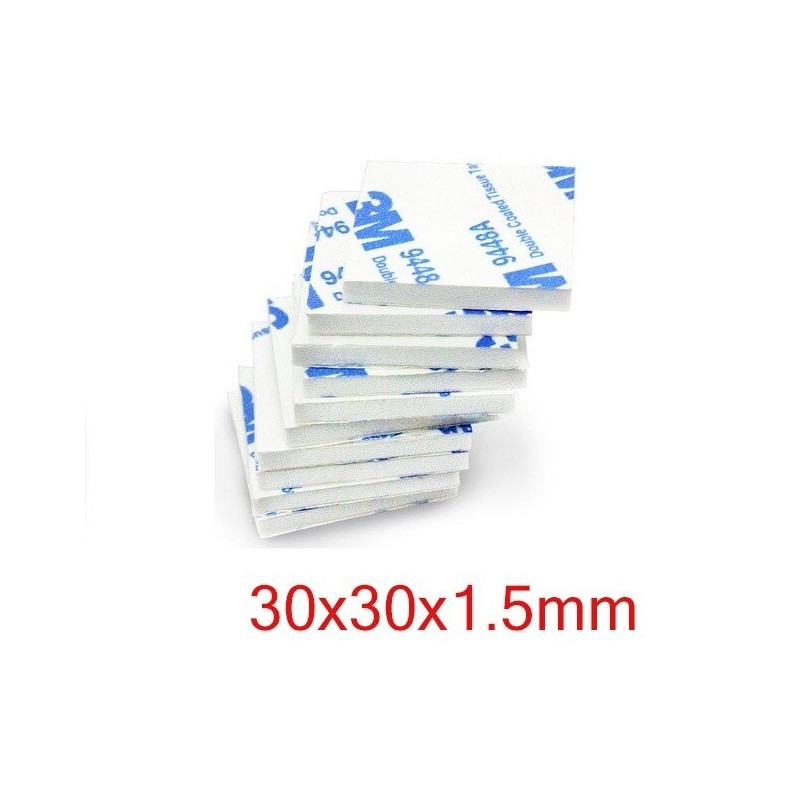 Scotch double face 3M sur mousse 1,5mm 30x30mm (10 pcs)